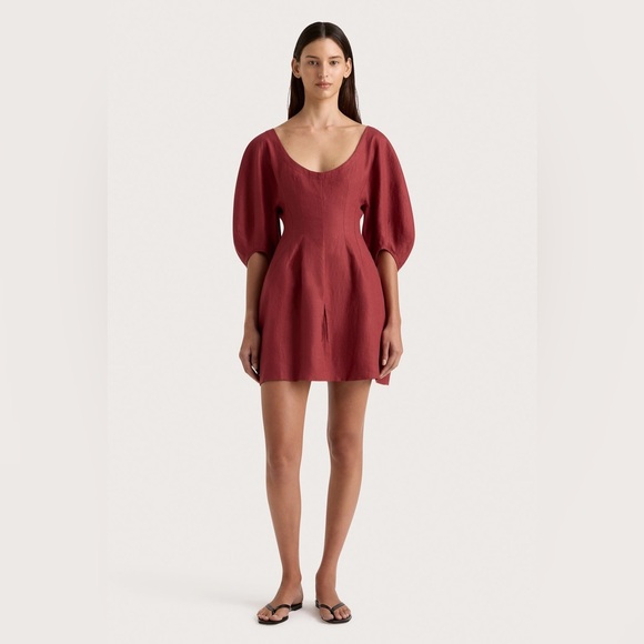 Faithfull the Brand Dresses & Skirts - Faithfull the Brand Small Raynara Linen Mini Dress Wine Red